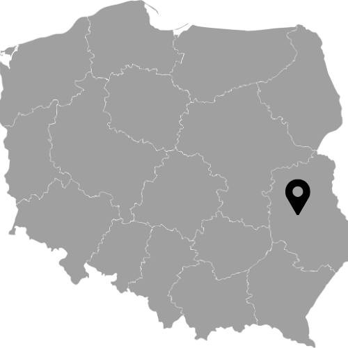 Mapa Polski z zaznaczonym Lublinem – obszar działania