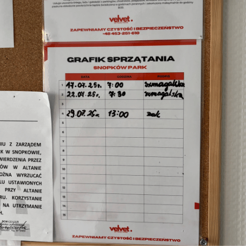 Grafik sprzątania i kontrola serwisu – sprzątanie wspólnot mieszkaniowych Lublin