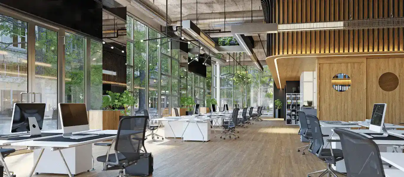 Nowoczesne biuro z przeszklonymi ścianami – sprzątanie biur i firm w Lublinie